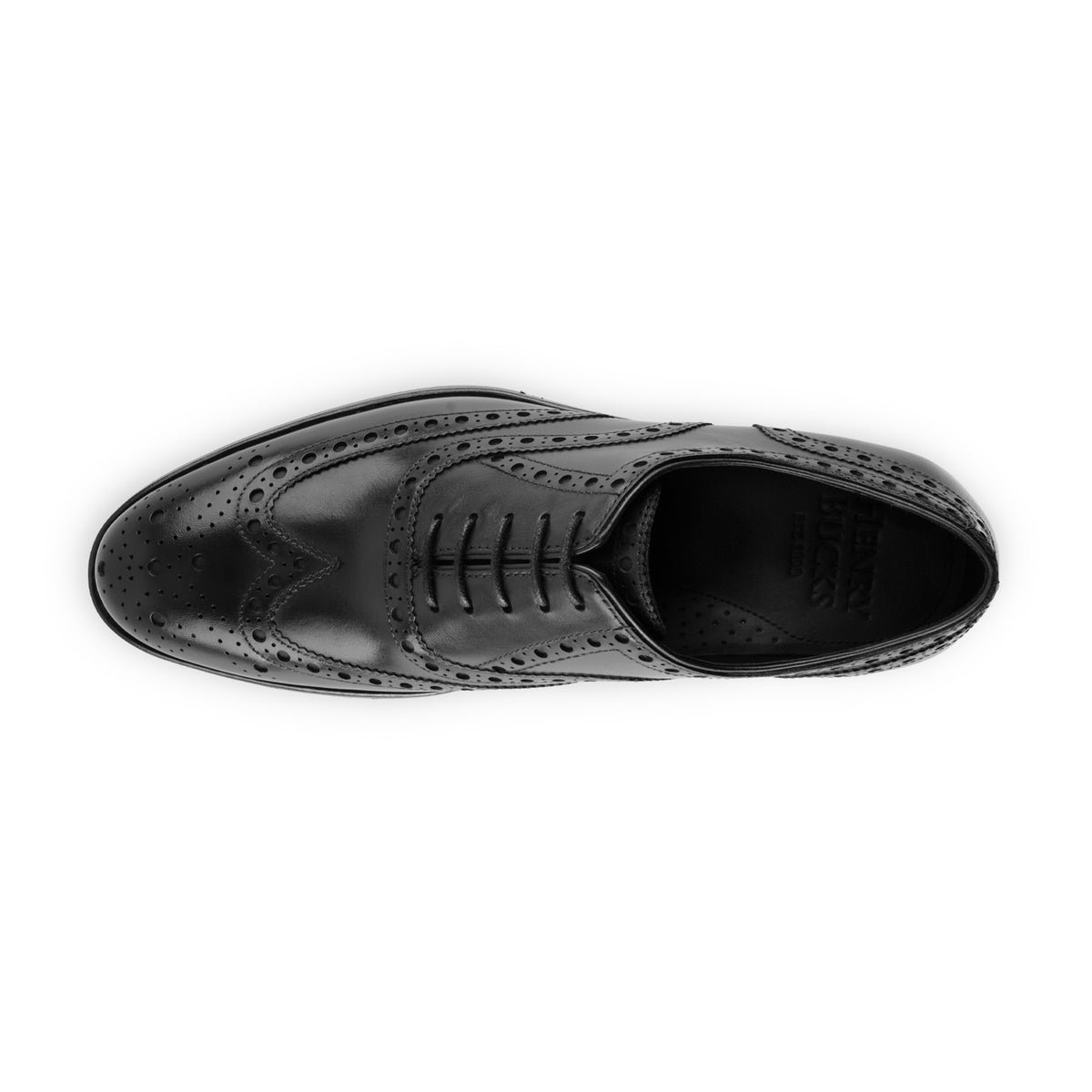 HENRY BUCKS Oxford Brogue Rubber Sole BLACK