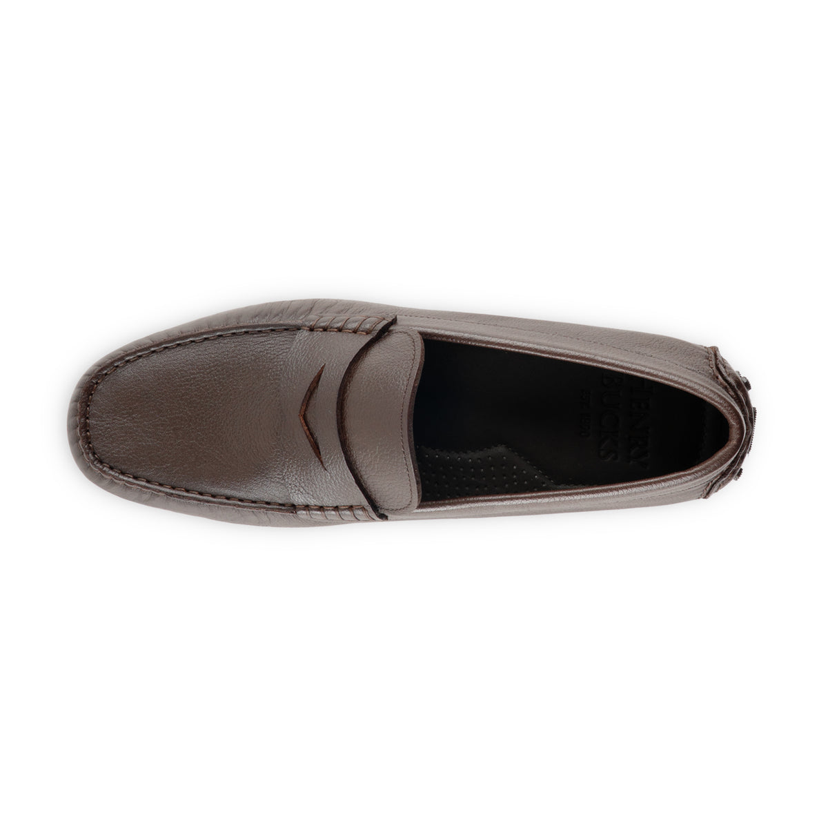 HENRY BUCKS Sorrento Penny Loafer Rubber Sole DARK BROWN