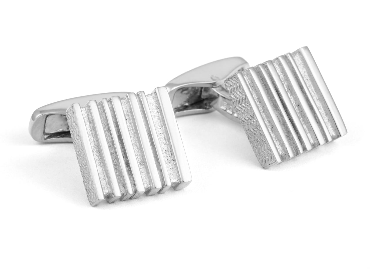 ZEGNA Linear Texture Cufflinks SILVER SQUARE