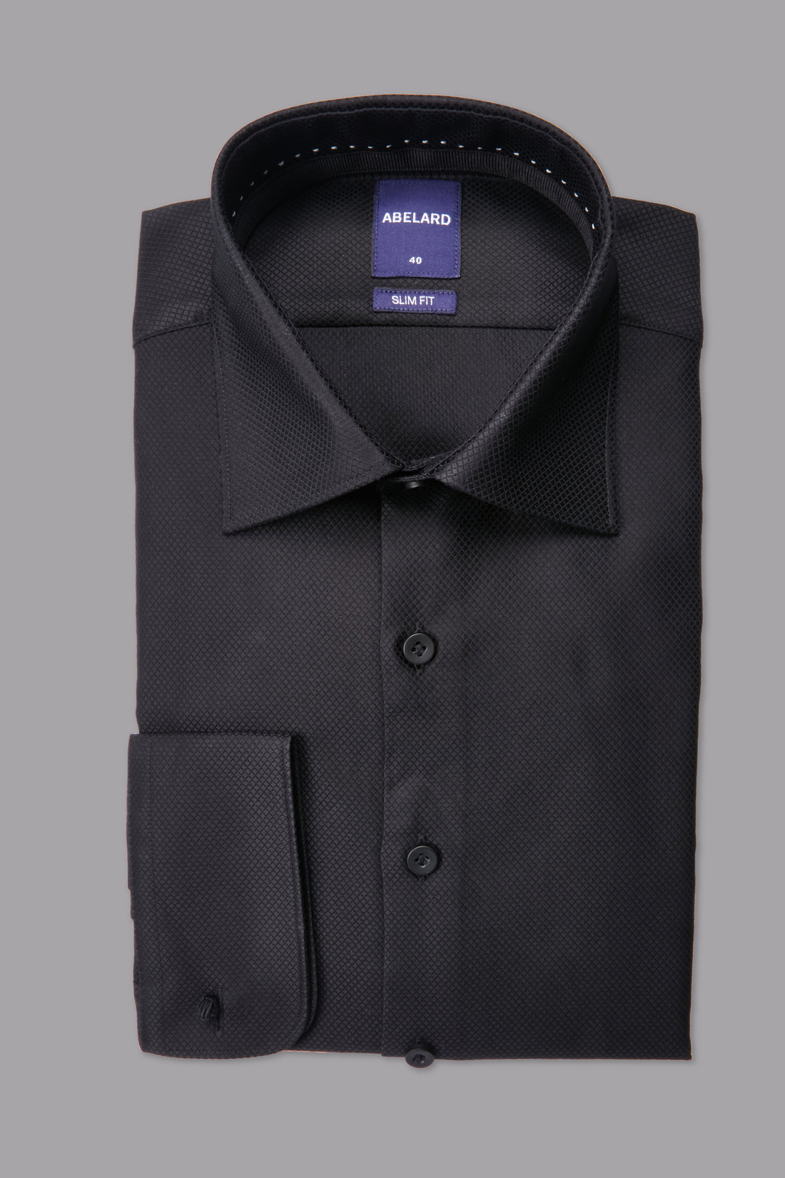 ABELARD Button Evening Shirt Single Cuff Slim Fit BLACK - Henry BucksShirts61SS240139 - BLCK - SC - SLIM - 38