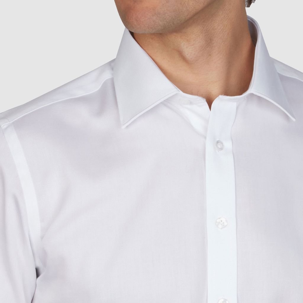 ABELARD Non Iron Cotton Twill Shirt Double Cuff Slim Fit WHITE - Henry Bucks