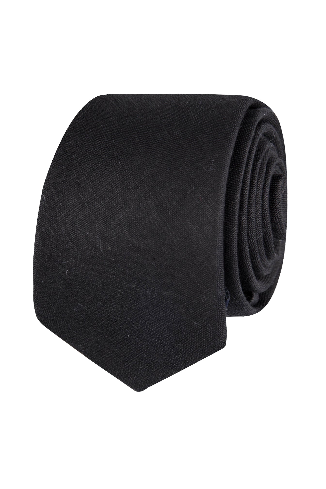 ABELARD Plain Linen Tie BLACK - Henry BucksTies68SS230022 - BLCK