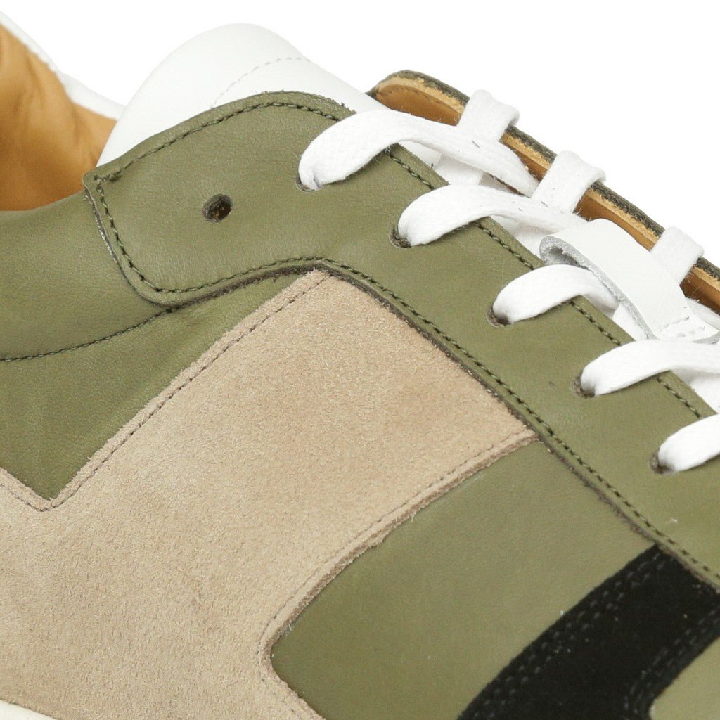 ARTIGIANO ROMA Multi Suede Sneaker BEIGE/OLIVE - Henry Bucks