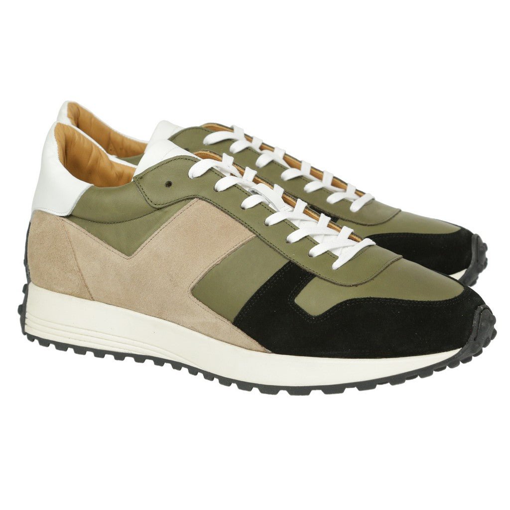 ARTIGIANO ROMA Multi Suede Sneaker BEIGE/OLIVE - Henry Bucks