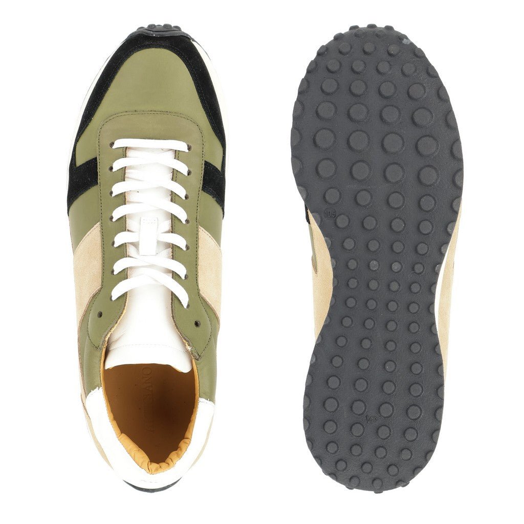 ARTIGIANO ROMA Multi Suede Sneaker BEIGE/OLIVE - Henry Bucks
