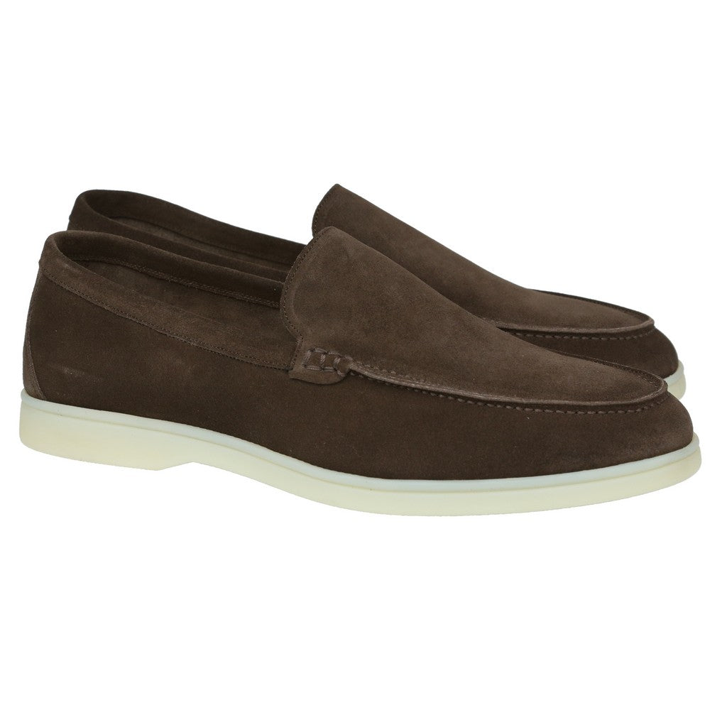 ARTIGIANO ROMA Suede Loafer CHOCOLATE BROWN - Henry Bucks