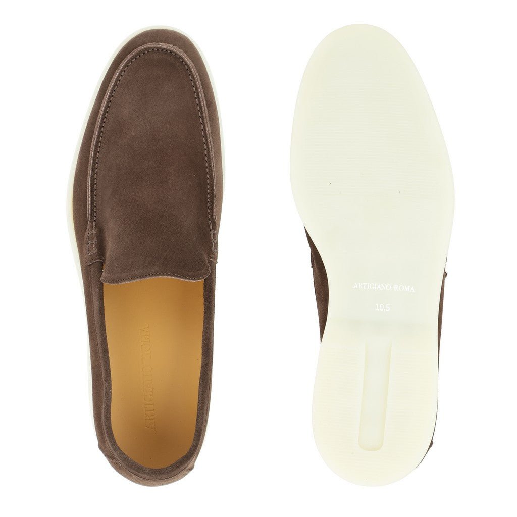 ARTIGIANO ROMA Suede Loafer CHOCOLATE BROWN - Henry Bucks