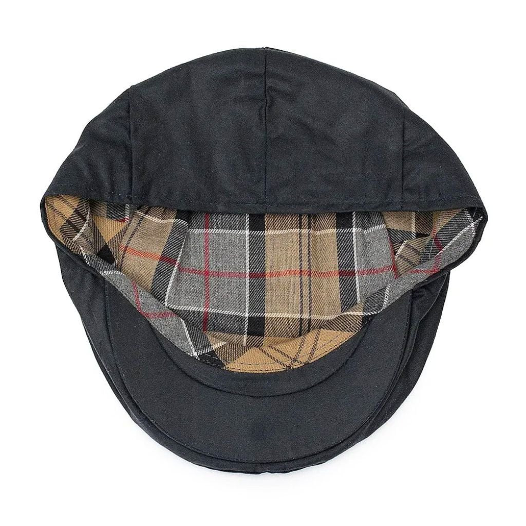 BARBOUR Waxed Cotton Flat Cap NAVY - Henry Bucks