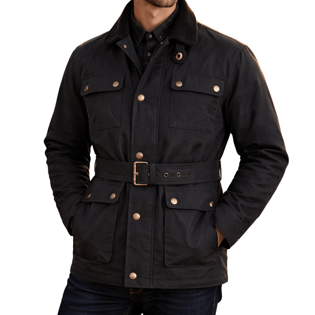 BEAUCAIRE British Millerain Waxed Jacket NAVY - Henry Bucks