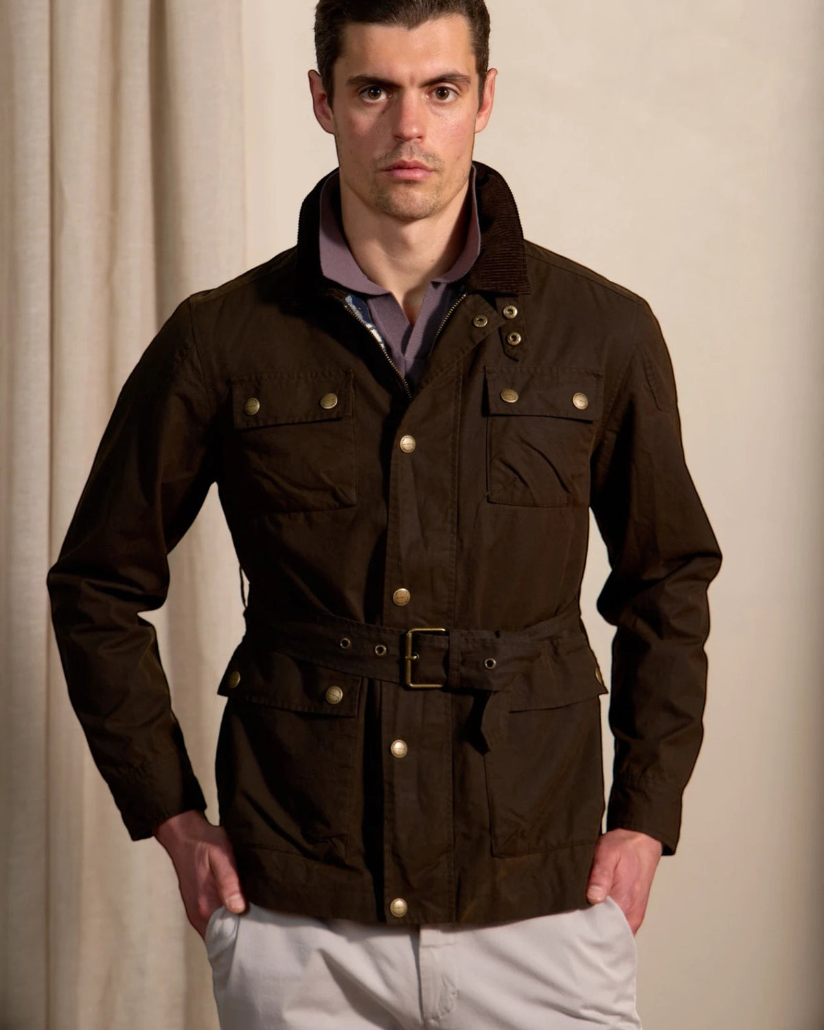 BEAUCAIRE British Millerain Waxed Jacket OLIVE - Henry Bucks