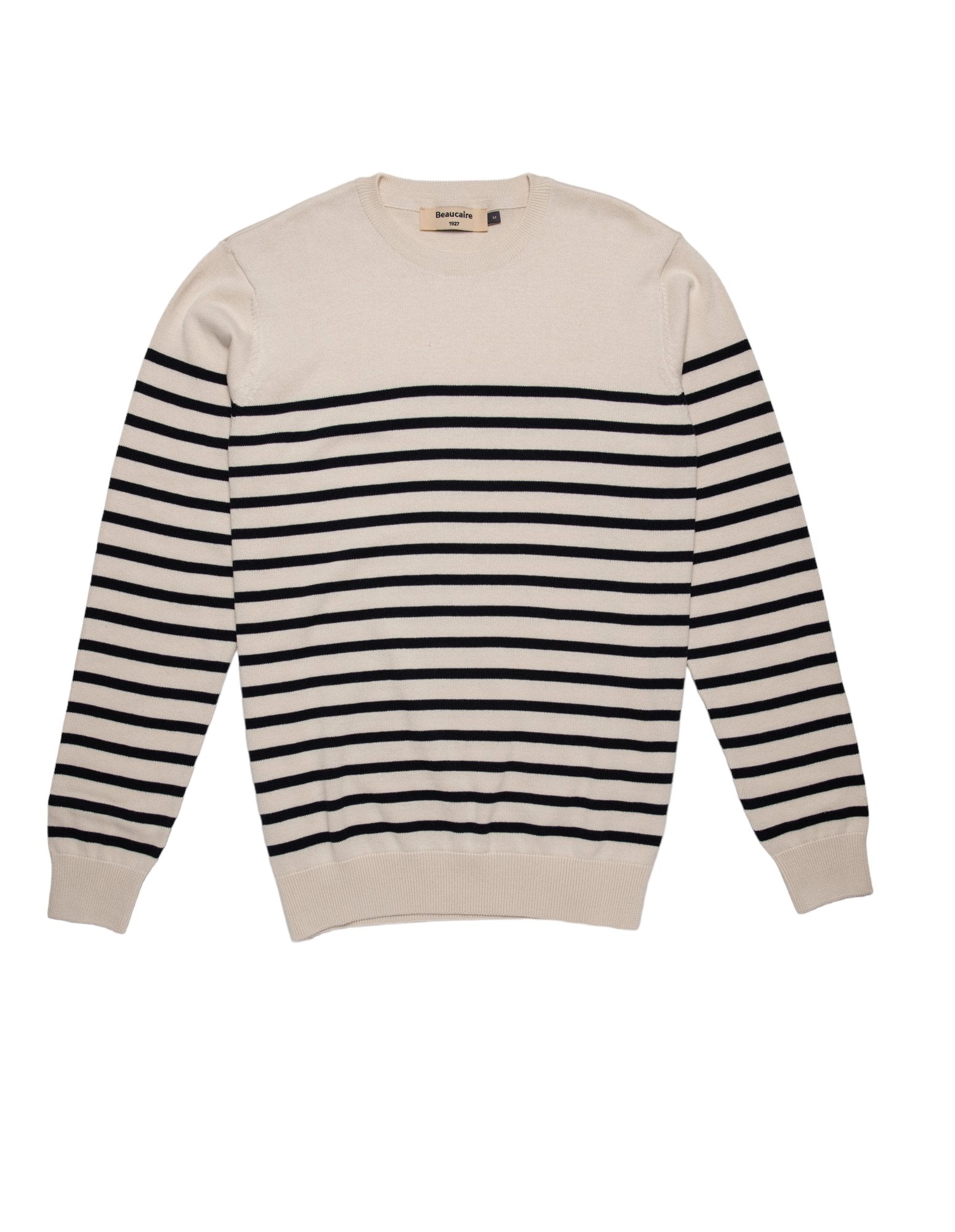 BEAUCAIRE Cotton Breton Stripe Sweater ECRU - Henry BucksKnitwear46SS220014 - ECRU - M