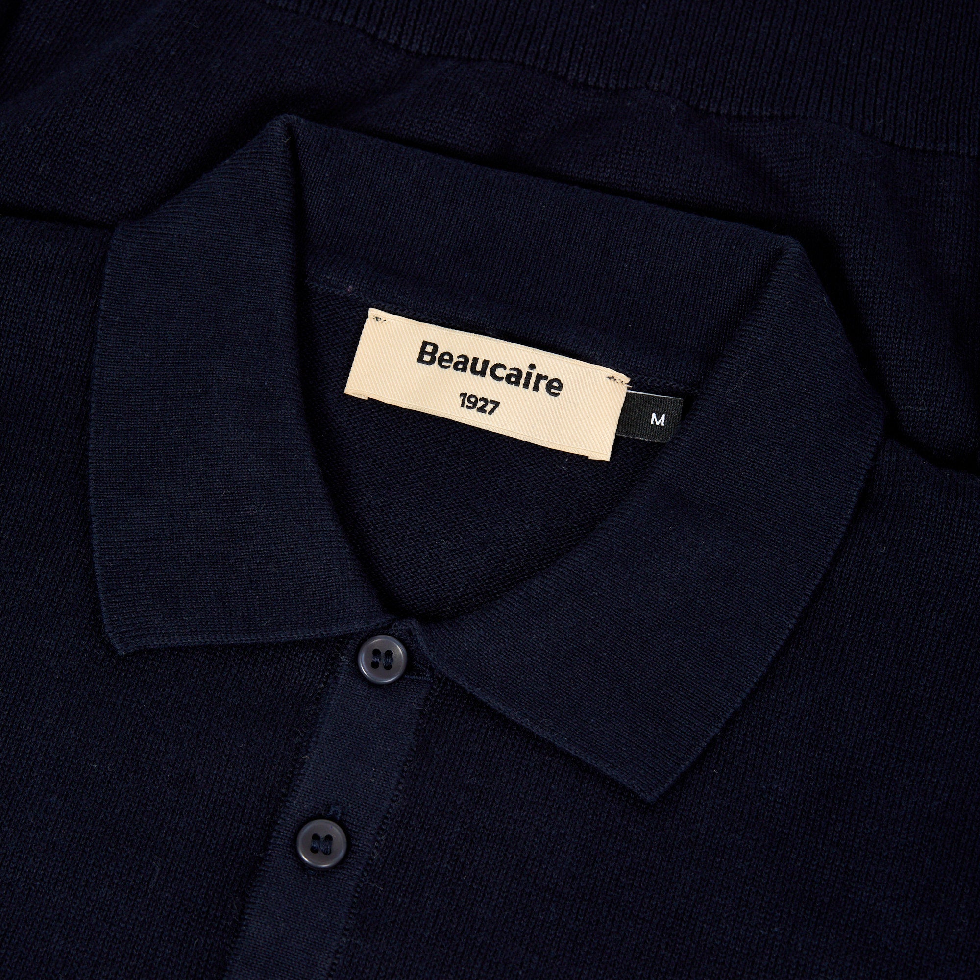 BEAUCAIRE Cotton Knitted Long Sleeve Polo NAVY - Henry BucksPolo46SS220013 - NAVY - M