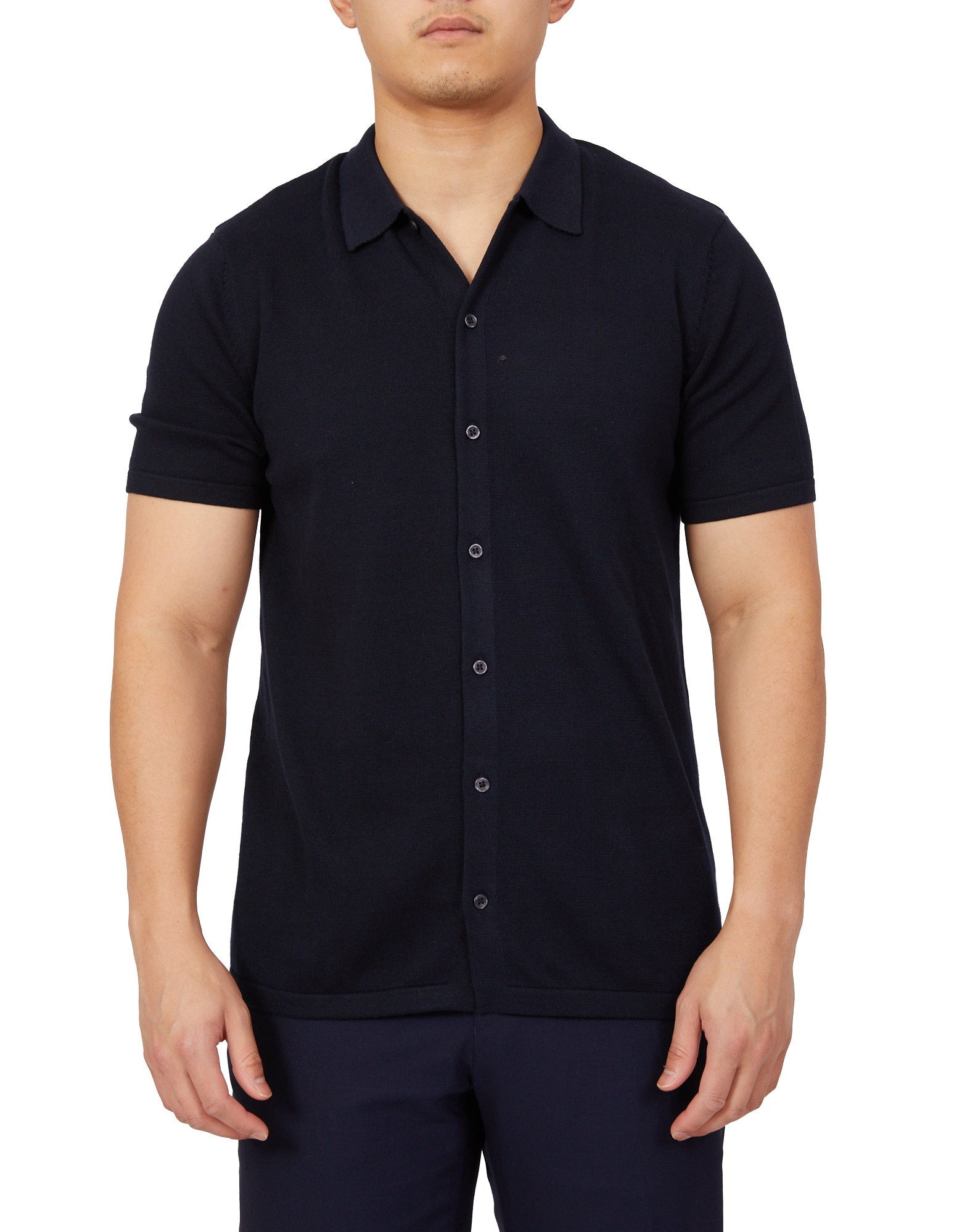 BEAUCAIRE Cotton Short Sleeve Shirt NAVY - Henry BucksShirts46SS220016 - NAVY - M