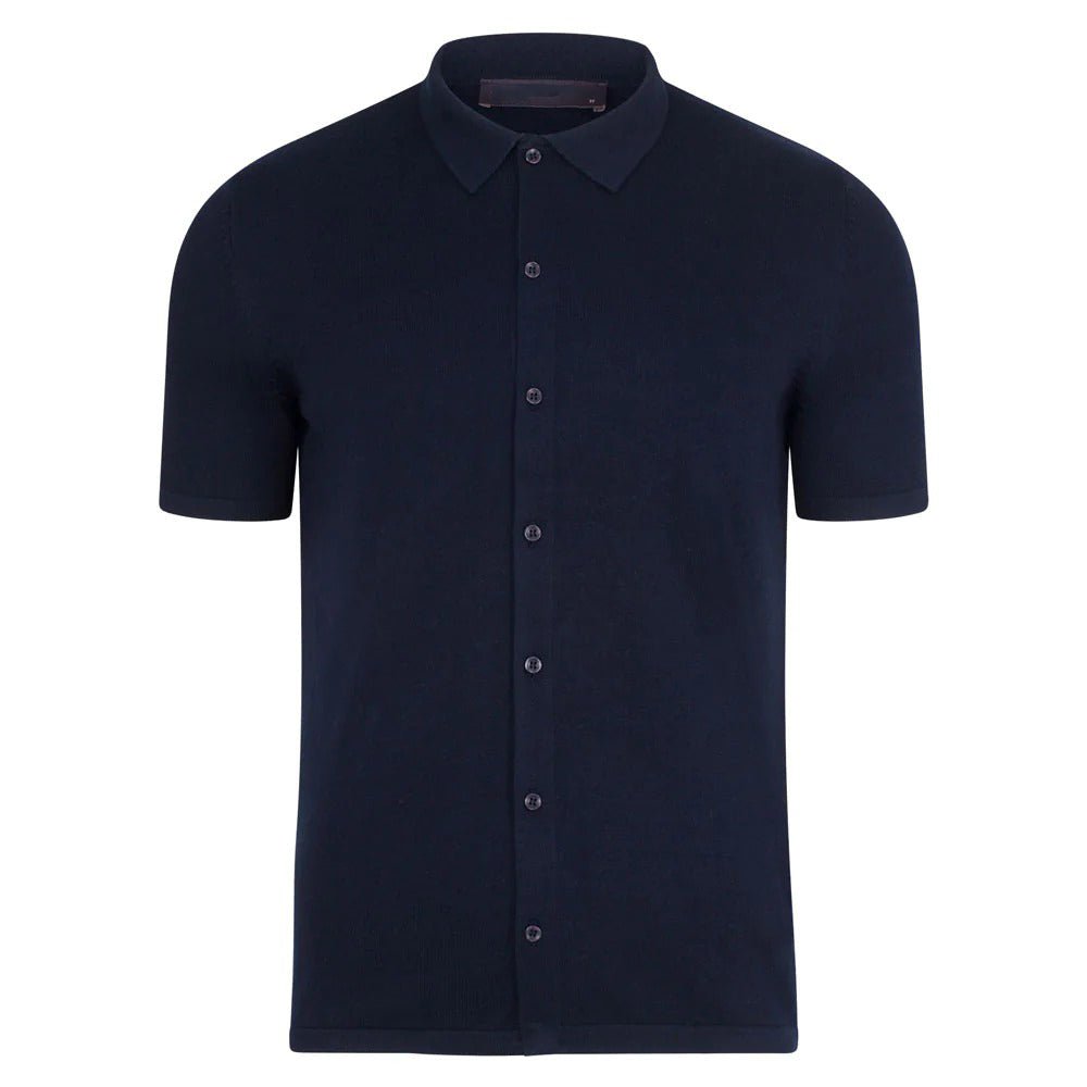 BEAUCAIRE Cotton Short Sleeve Shirt NAVY - Henry BucksShirts46SS220016 - NAVY - M