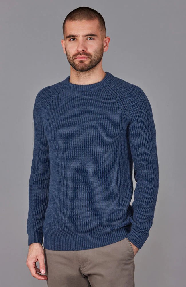 BEAUCAIRE Crew Neck Sweater BLUE MELANGE - Henry BucksKnitwear46AW230026 - BLUMELANGE - M