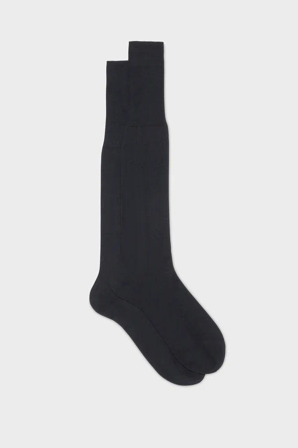 BRESCIANI Sea Island Plain Socks NAVY - Henry BucksSocks17AW230003 - NAVY - MED
