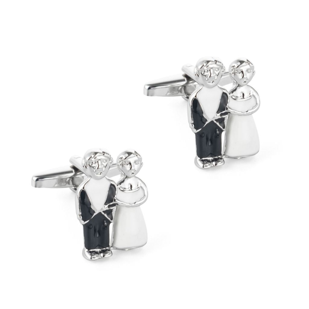 Bride & Groom Cufflinks Black/White - Henry Bucks