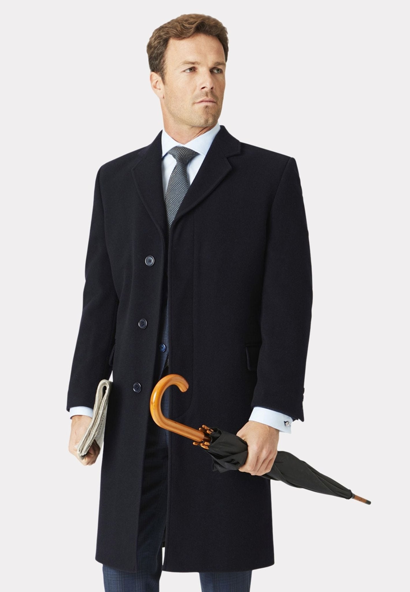 BROOK TAVERNER Wool Cashmere Overcoat NAVY REG - Henry BucksOvercoats24AW230015 - NAVY - R - 38