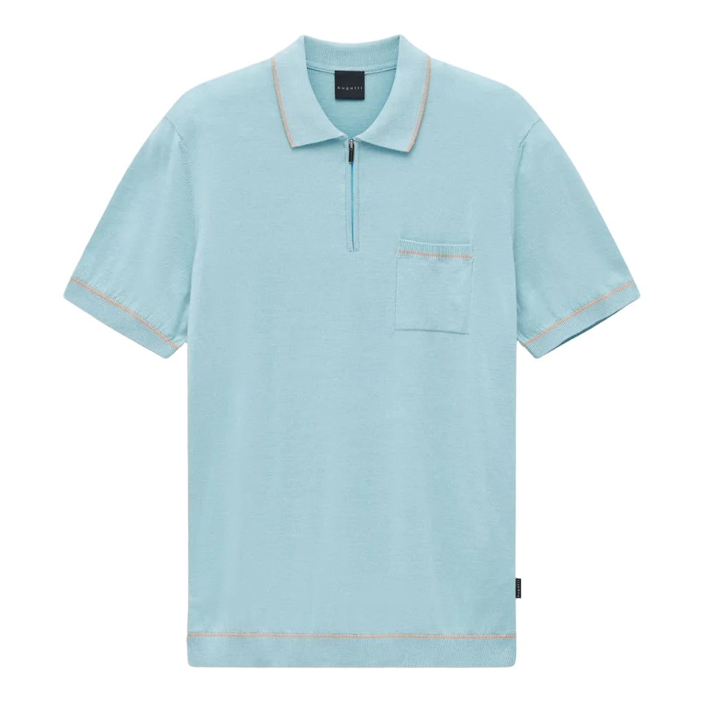 BUGATTI Cotton Blend Pipped Polo SKY BLUE