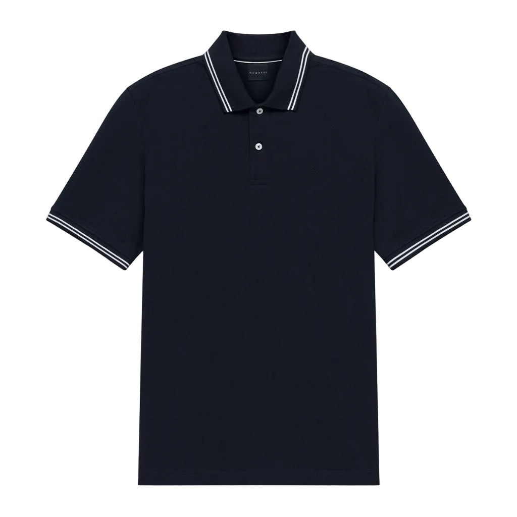 BUGATTI Cotton Short Sleeve Polo NAVY