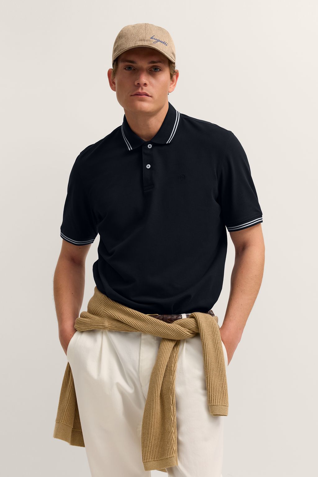 BUGATTI Cotton Short Sleeve Polo NAVY