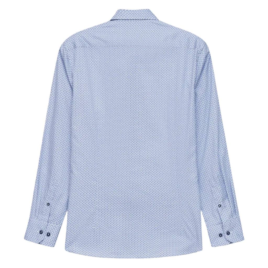 BUGATTI Cotton Motif Print Long Sleeve Shirt WHITE/NAVY