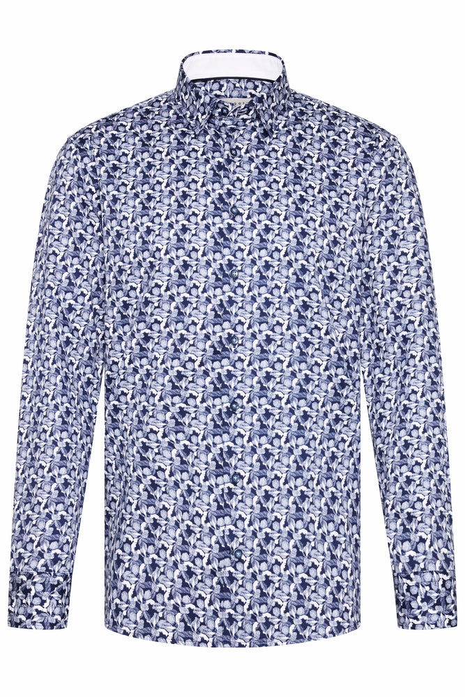 BUGATTI Printed Casual Shirt BLUE/WHITE SC