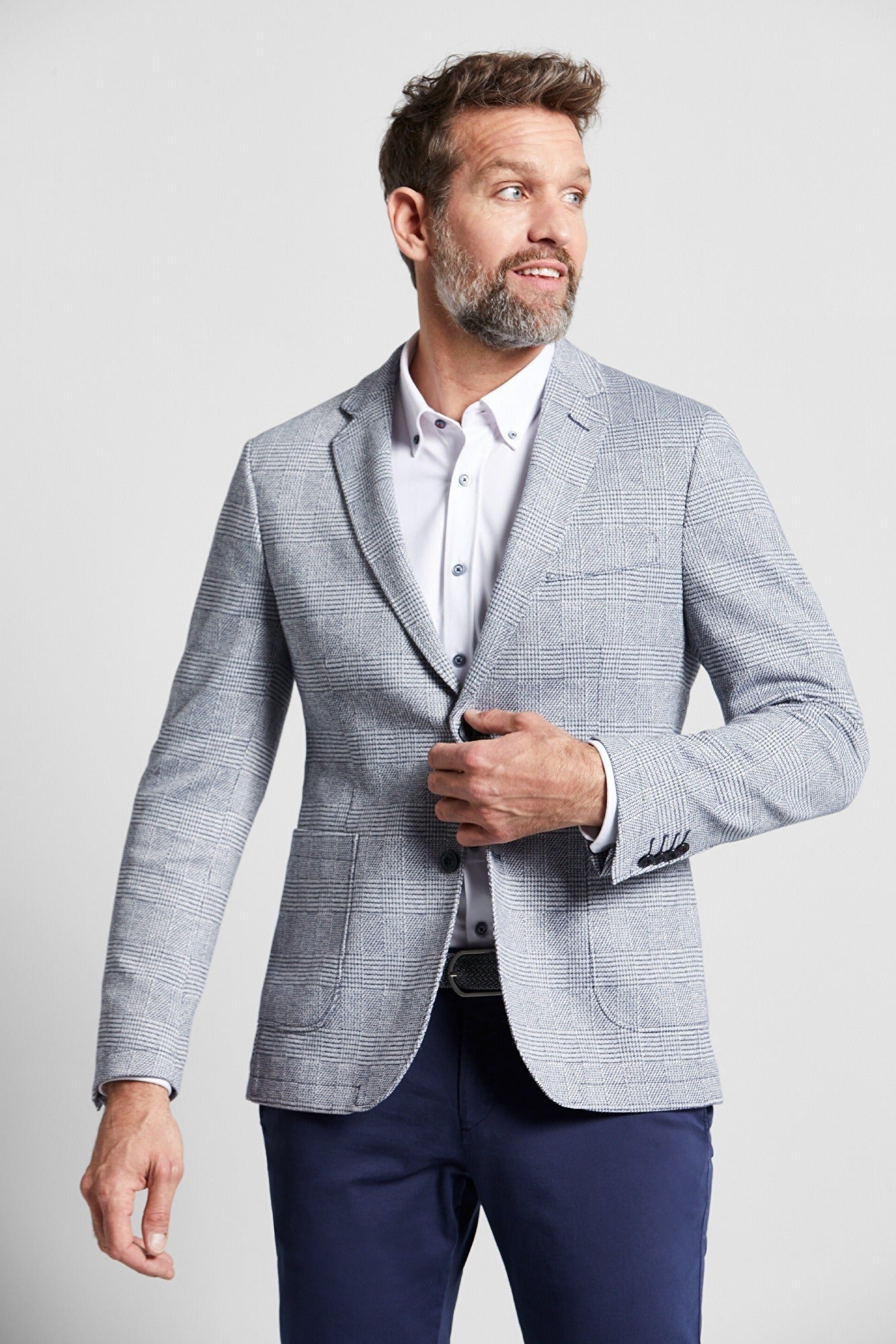 BUGATTI 2 Button Blazer in chequered GREY - Henry BucksBlazers33SS230012 - GREY - 50