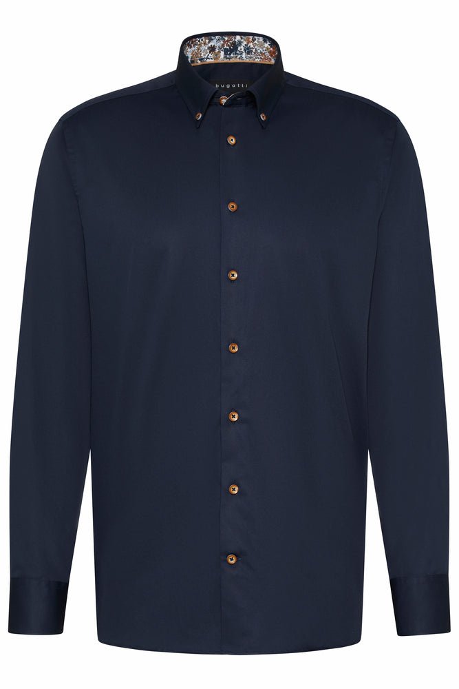 BUGATTI Button Down Long Sleeve Shirt NAVY - Henry Bucks