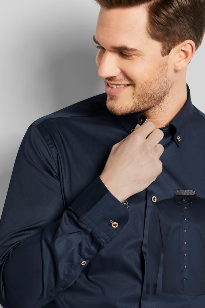 BUGATTI Buttoned Long Sleeve Single Cuff Shirt DARK NAVY - Henry BucksShirts38AW240089 - DKNV - SC - M