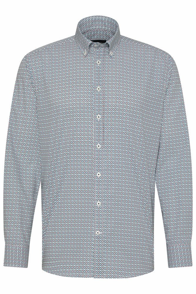 BUGATTI Collared Long Sleeve Shirt GREY - Henry Bucks