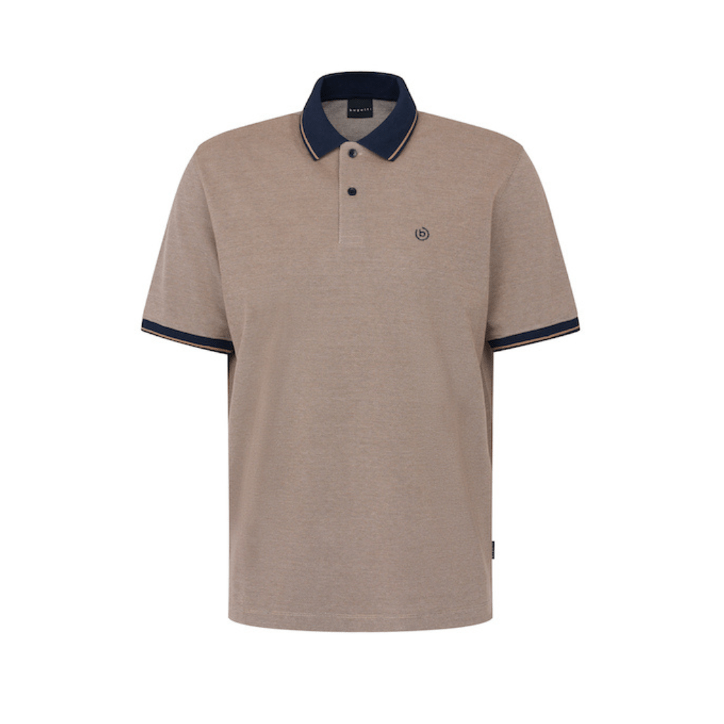 BUGATTI Contrast Short Sleeve Polo TAUPE - Henry Bucks