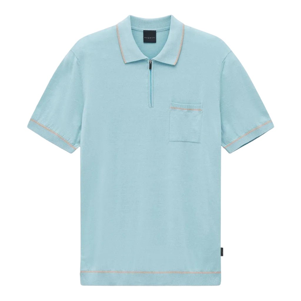 BUGATTI Cotton Blend Pipped Polo SKY BLUE - Henry Bucks