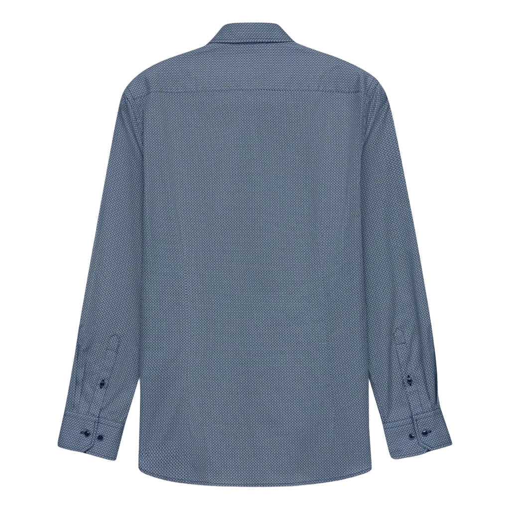 BUGATTI Cotton Geometric Long Sleeve Shirt NAVY - Henry Bucks