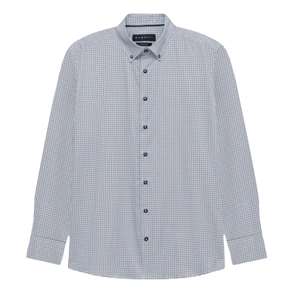 BUGATTI Cotton Printed Long Sleeve Shirt LIGHT BLUE - Henry Bucks