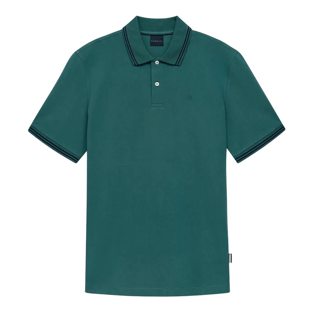 BUGATTI Cotton Short Sleeve Polo BOTTLE GREEN - Henry Bucks