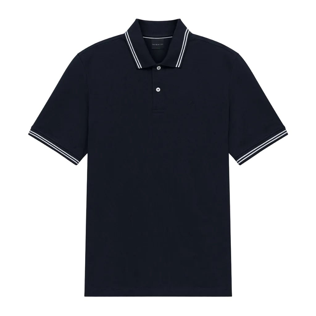 BUGATTI Cotton Short Sleeve Polo NAVY - Henry Bucks