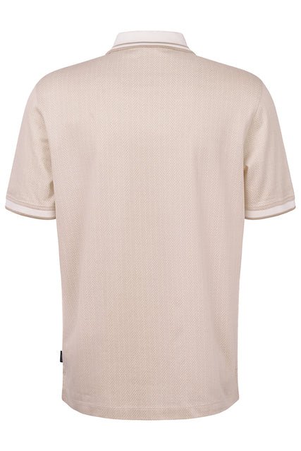 BUGATTI Herringbone Cotton Short Sleeve Polo ECRU - Henry Bucks