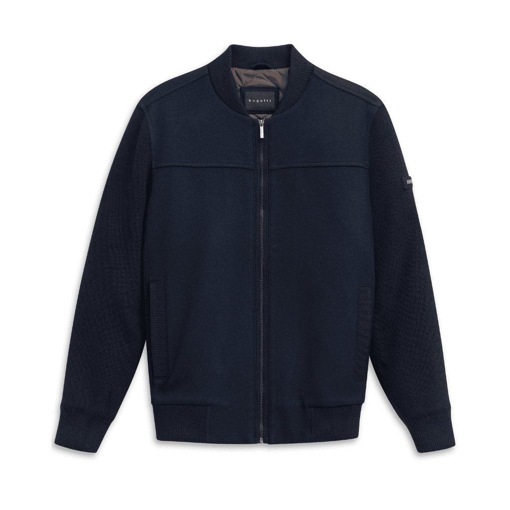 BUGATTI Knit Bomber Jacket NAVY - Henry Bucks