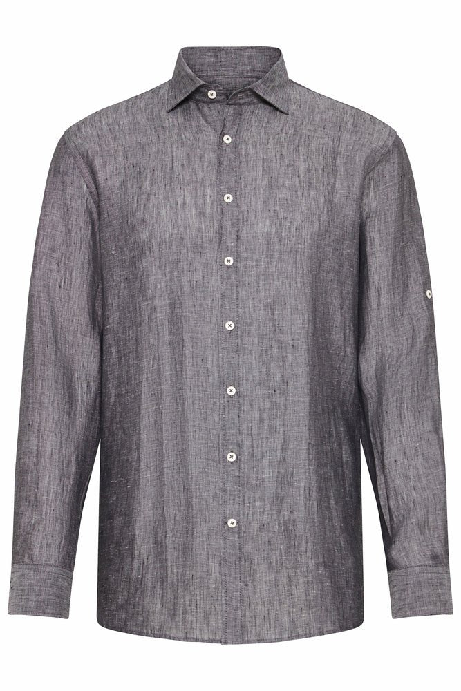 BUGATTI Linen Casual Shirt CHARCOAL - Henry BucksShirts38SS230101 - CHCL - M