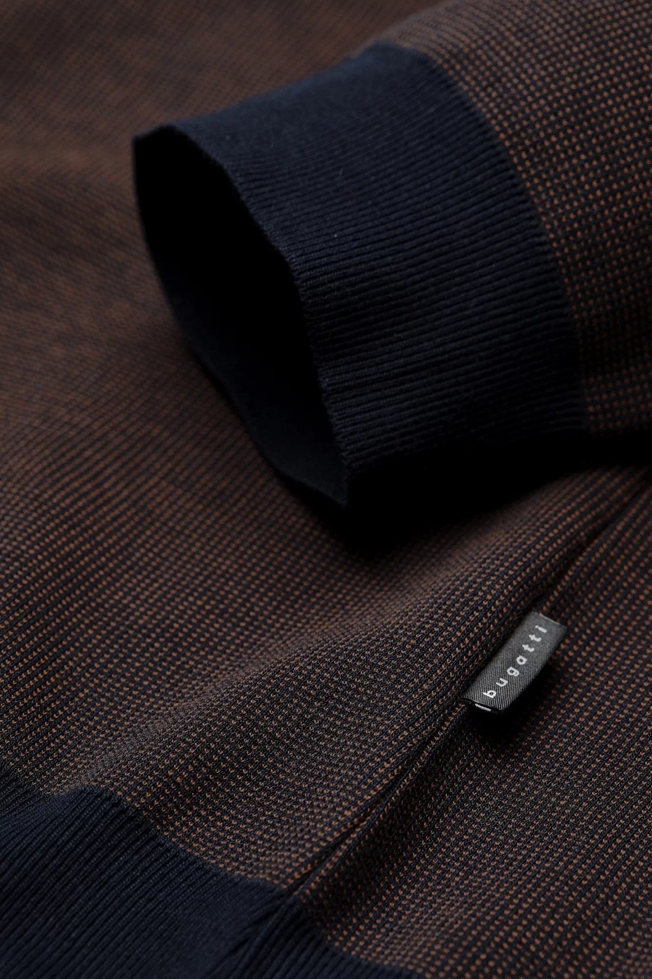 Bugatti Men's Rib Collar Long Sleeve Jumper DARK BROWN - Henry BucksKnitwear46AW240020 - BRDK - M