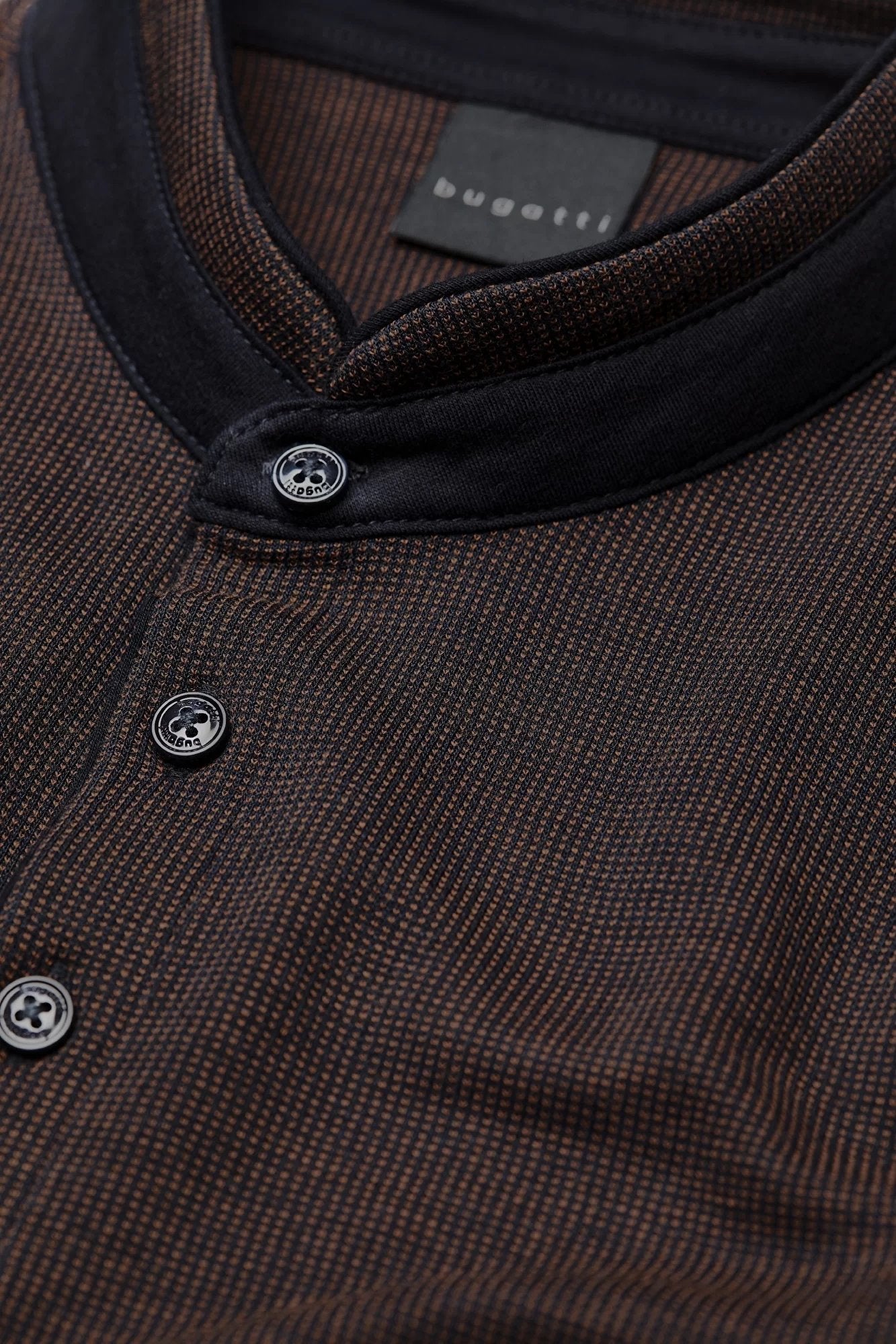 Bugatti Men's Rib Collar Long Sleeve Jumper DARK BROWN - Henry BucksKnitwear46AW240020 - BRDK - M