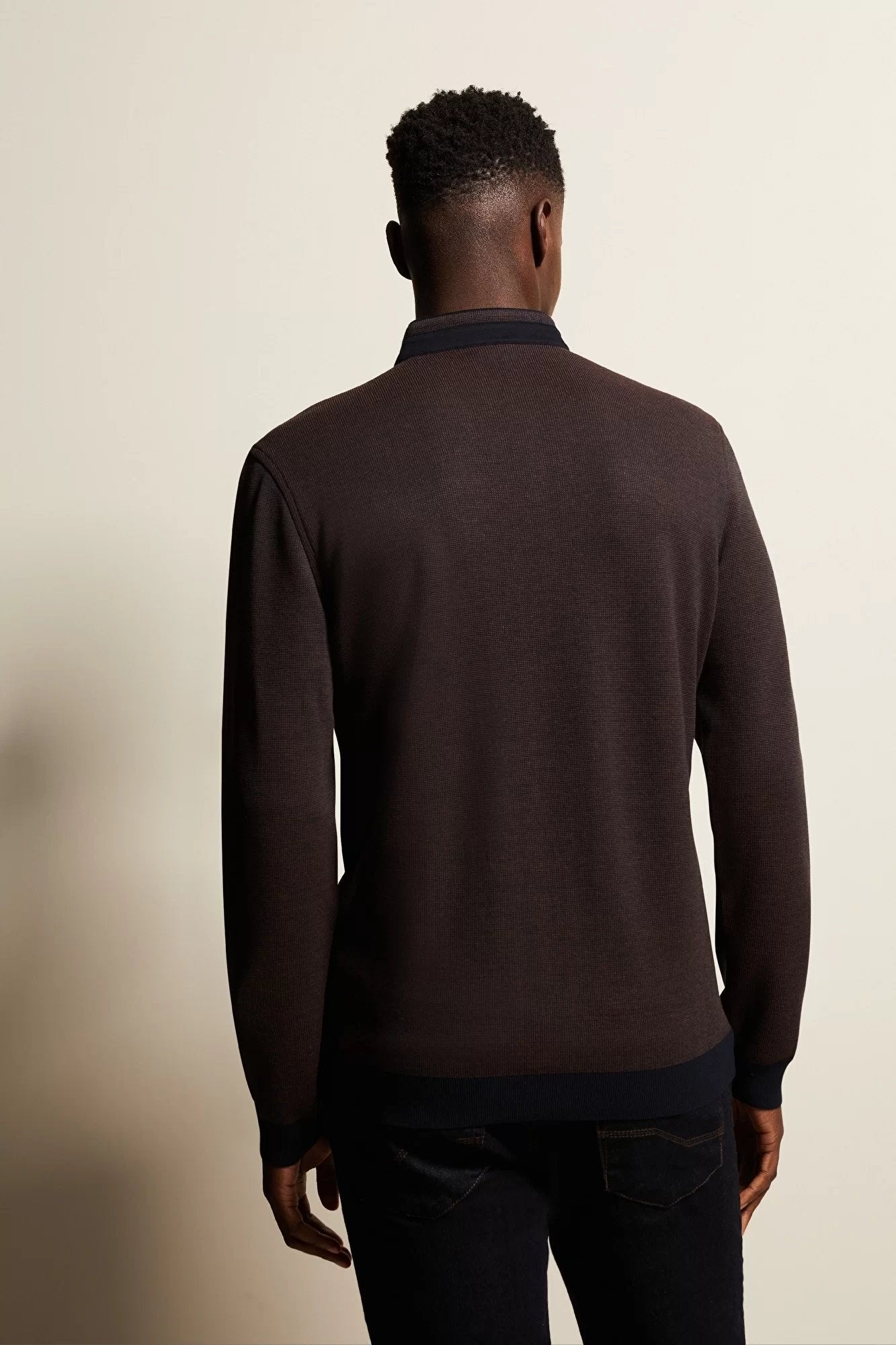 Bugatti Men's Rib Collar Long Sleeve Jumper DARK BROWN - Henry BucksKnitwear46AW240020 - BRDK - M