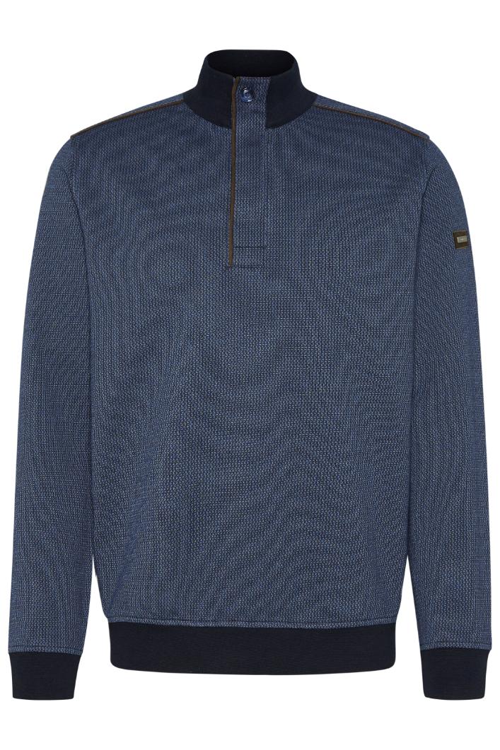 BUGATTI Men's Rib Neck Long Sleeve Jumper DUSTY NAVY - Henry BucksKnitwear46AW240021 - DUSTYNVY - M