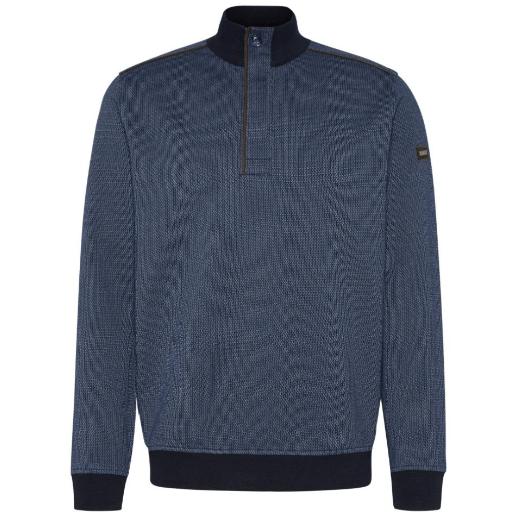 BUGATTI Men's Rib Neck Long Sleeve Jumper DUSTY NAVY - Henry Bucks
