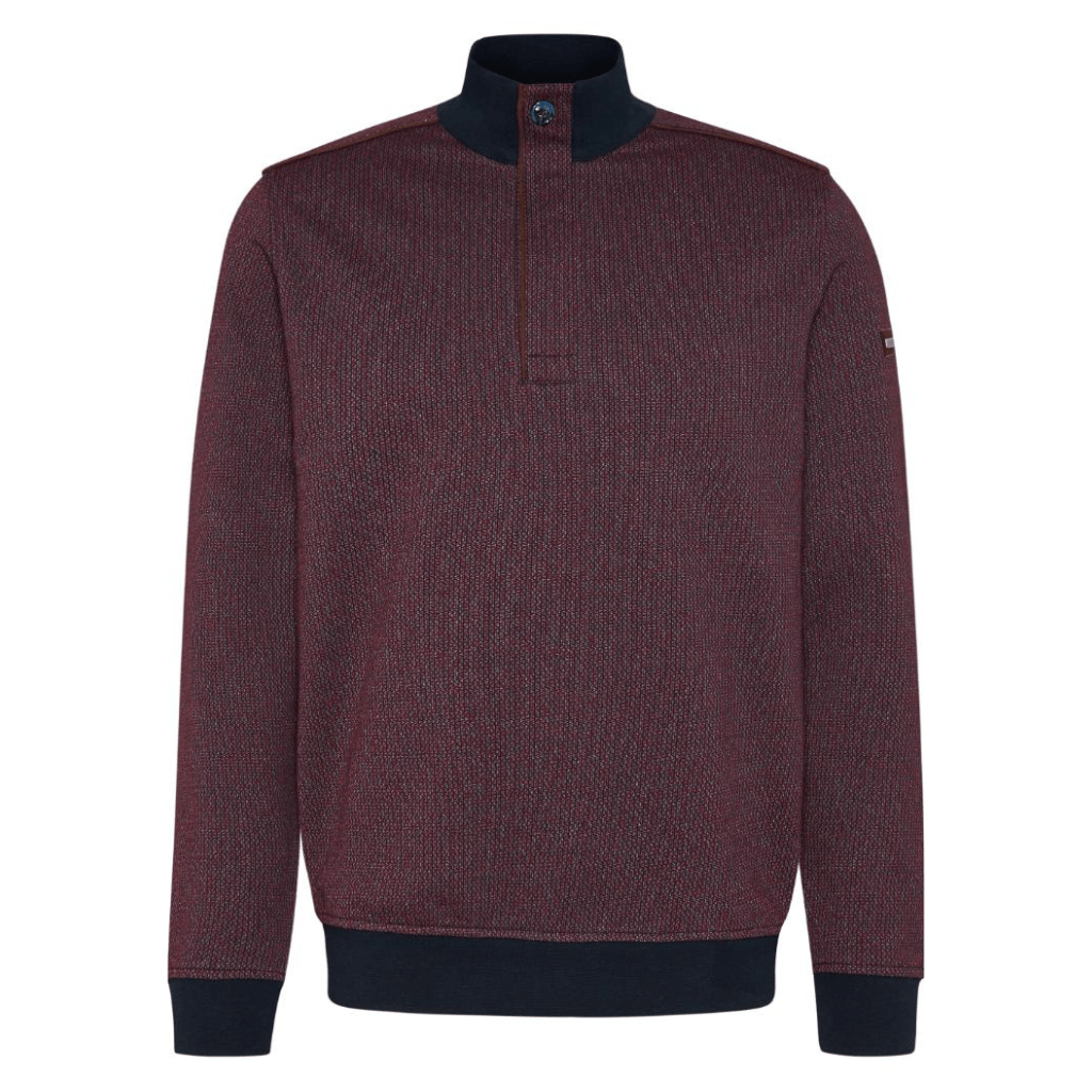 BUGATTI Men's Rib Neck Long Sleeve Jumper MAROON - Henry Bucks