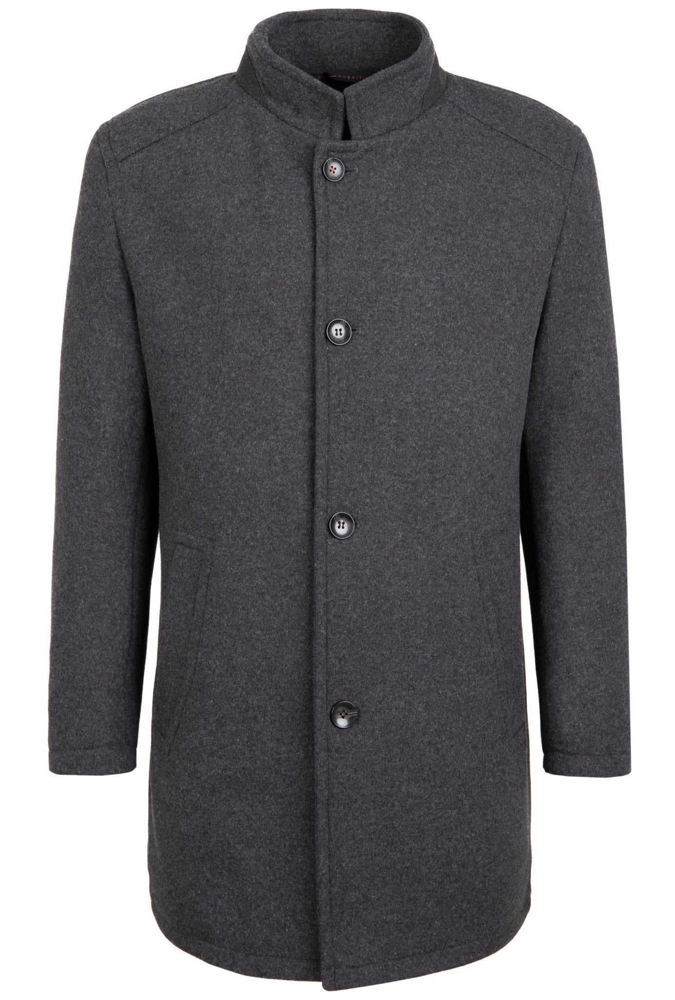 BUGATTI MENS Wool Coat with Band Collar CHARCOAL - Henry BucksOvercoats38AW230113 - CHCL - 50