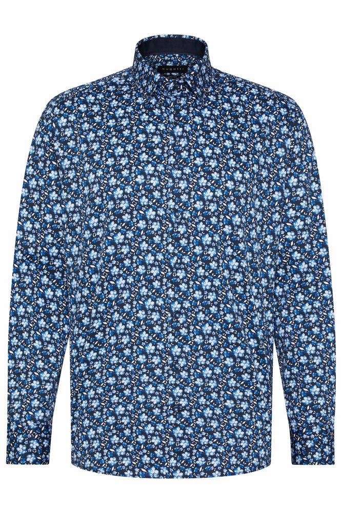 BUGATTI Printed Long Sleeve Shirt BLUE - Henry Bucks