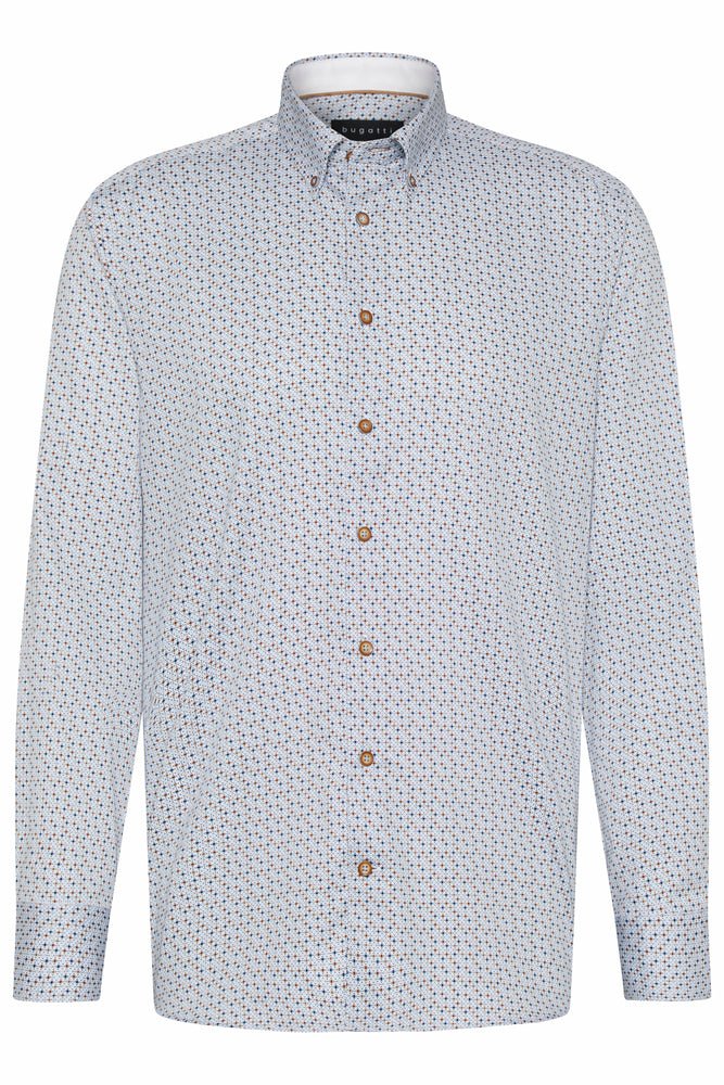 BUGATTI Printed Long Sleeve Shirt WHITE MULTI - Henry Bucks