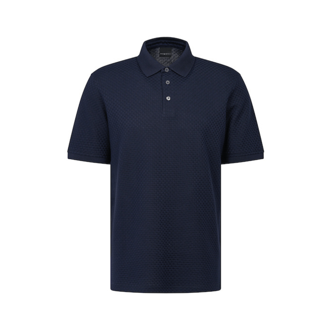 BUGATTI Textured Short Sleeve Polo NAVY - Henry Bucks